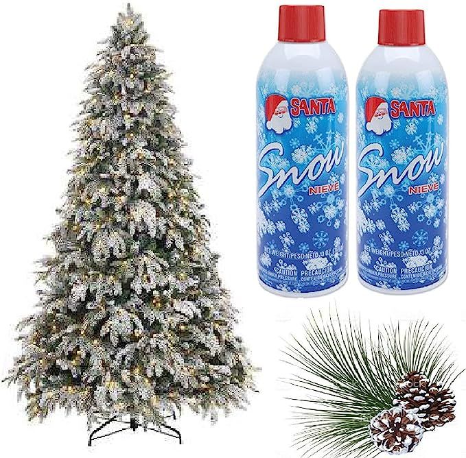 Prextex Winter Textured Snow Spray - Pack of Two 13 Oz Aerosol Bottles, Artificial Tree Flocked C... | Amazon (US)