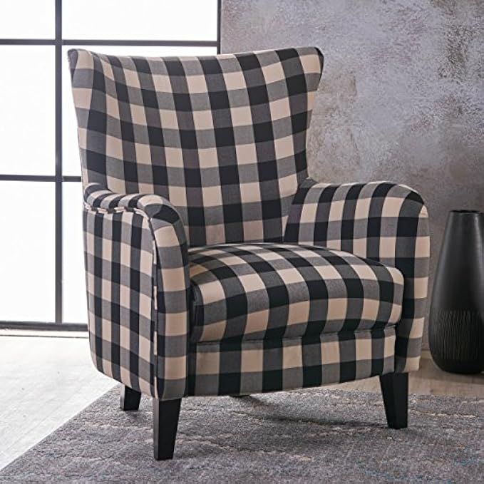 Christopher Knight Home 301061 Arador Fabric Club Chair, Black/White Plaid | Amazon (US)