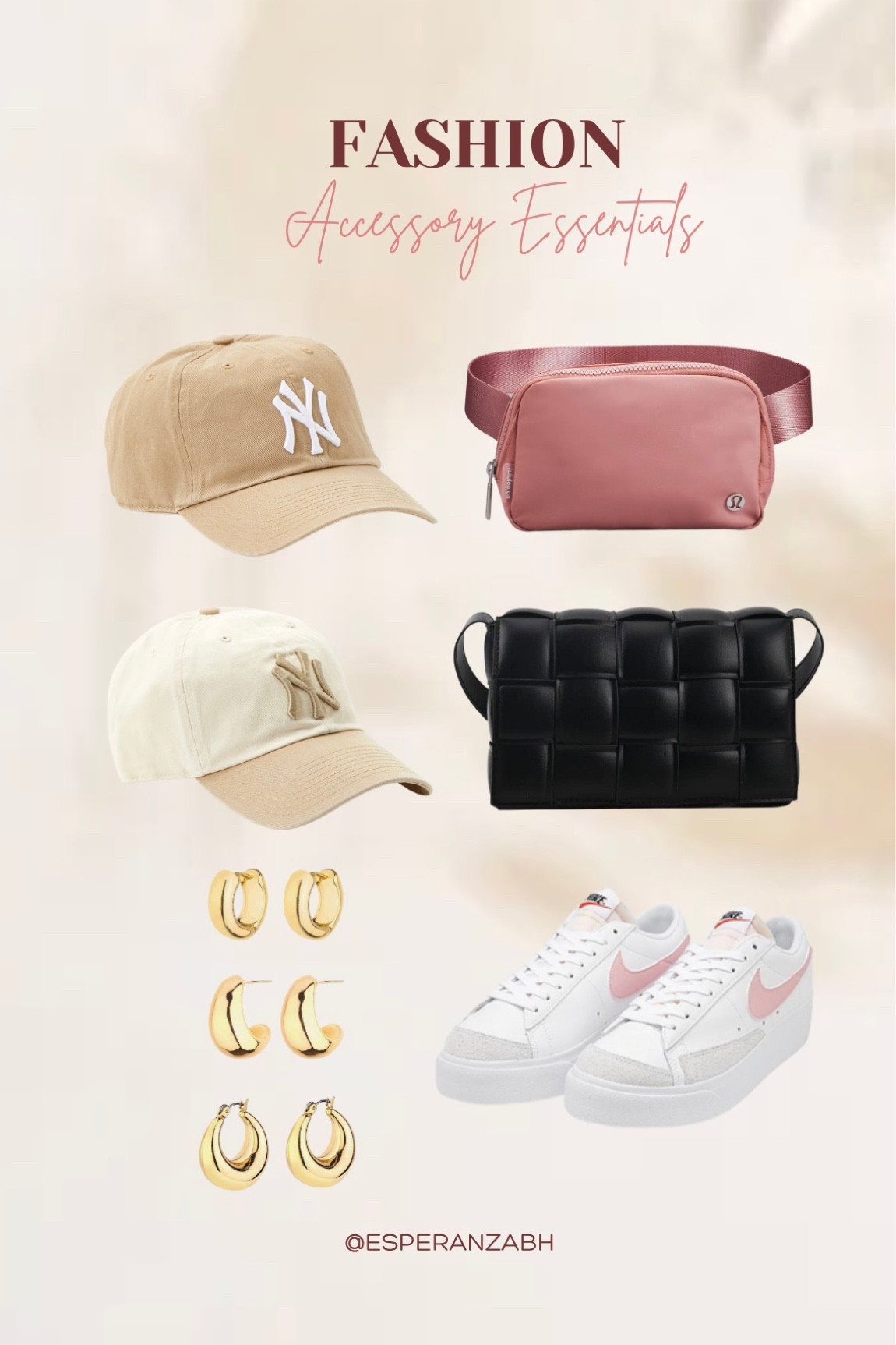 Fashion Accessory Essentials! 

These are some of my most used products that are so versatile & go with so many different outfits. 


#accessories
#tanhat
#tanyankeeshat
#nike
#nikeblazers
#lululemon
#beltbag
#goldhoopearrings
#midsize 

#LTKcurves #LTKstyletip #LTKshoecrush