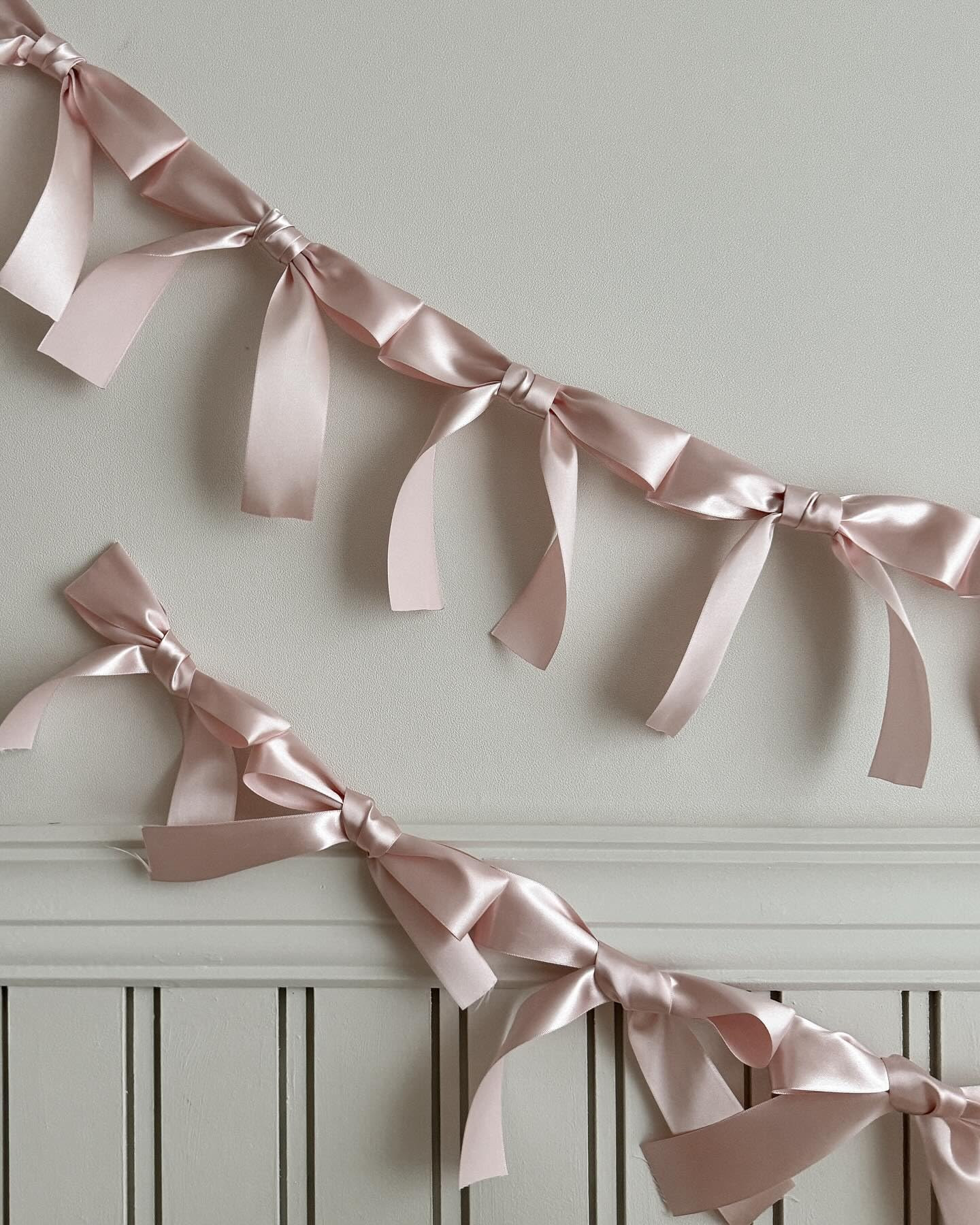 Dusty Pink Bow Garland Pre-Assembled 6ft Hang Modern Bridal Shower Decor Coquette Birthday Baby S... | Amazon (US)