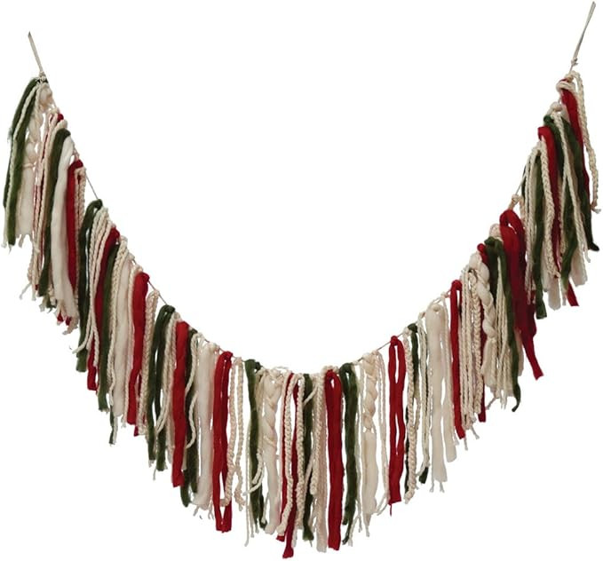 Fabric Tassel Garland, Red, Green, and Cream | Amazon (US)