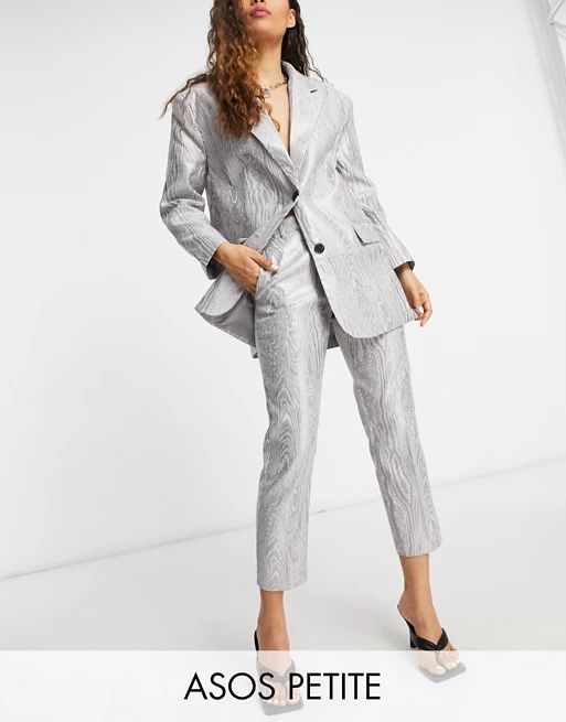 ASOS DESIGN Petite moire suit in metallic | ASOS (Global)