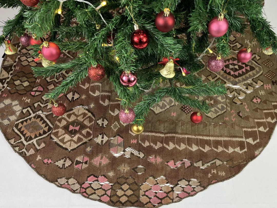 52 Kilim Christmas Tree Skirt, Handmade Tree Skirt, Holiday Tree Skirt, Rustic Christmas Gifts, T... | Etsy (US)