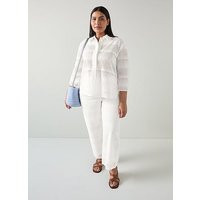 Edie White Broderie Anglaise Trousers, White | L.K. Bennett (UK)