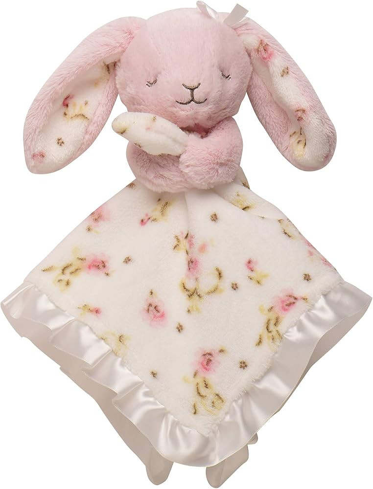Little Me Plush Rattle Baby Snuggle Blanket with Embroidery and Satin, Bunny (15 inch) | Amazon (US)