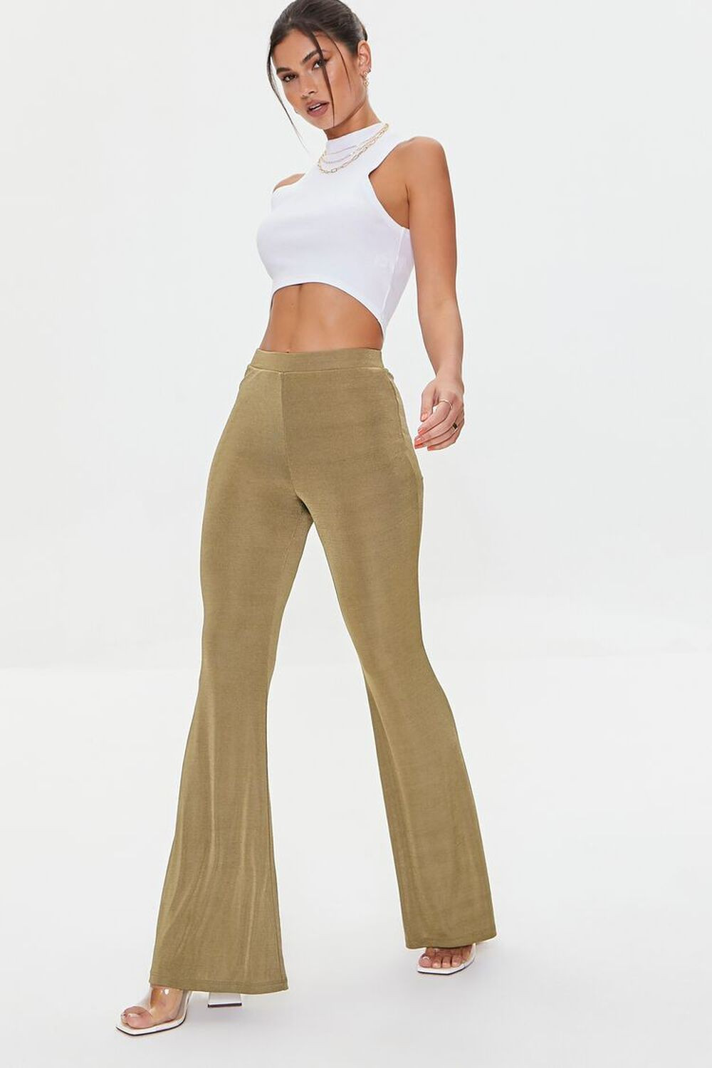 Slinky High-Rise Flare Pants | Forever 21 | Forever 21 (US)