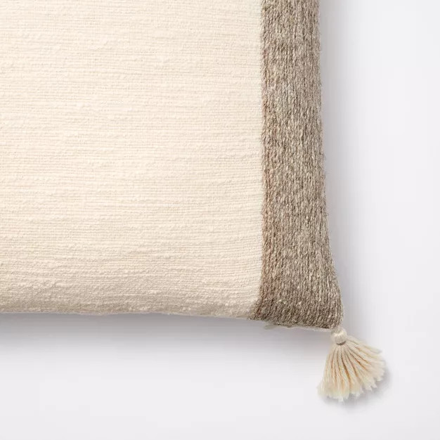 Striped Jute Embroidered Square Throw Pillow Cream/Neutral - Threshold™ designed with Studio Mc... | Target