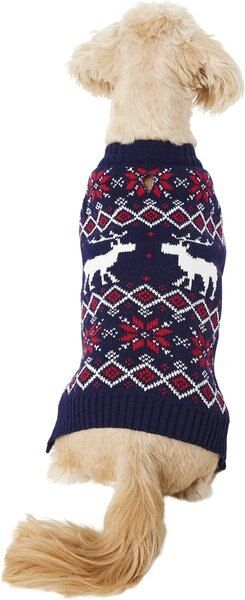 FRISCO Moose Fair Isle Dog & Cat Sweater, Navy, Medium - Chewy.com | Chewy.com