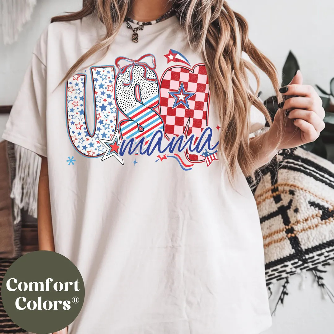 July 4th Shirt, USA Mama Shirt, Independence Day, Red White and Blue Shirt, Retro USA Tee, Vintag... | Etsy (US)