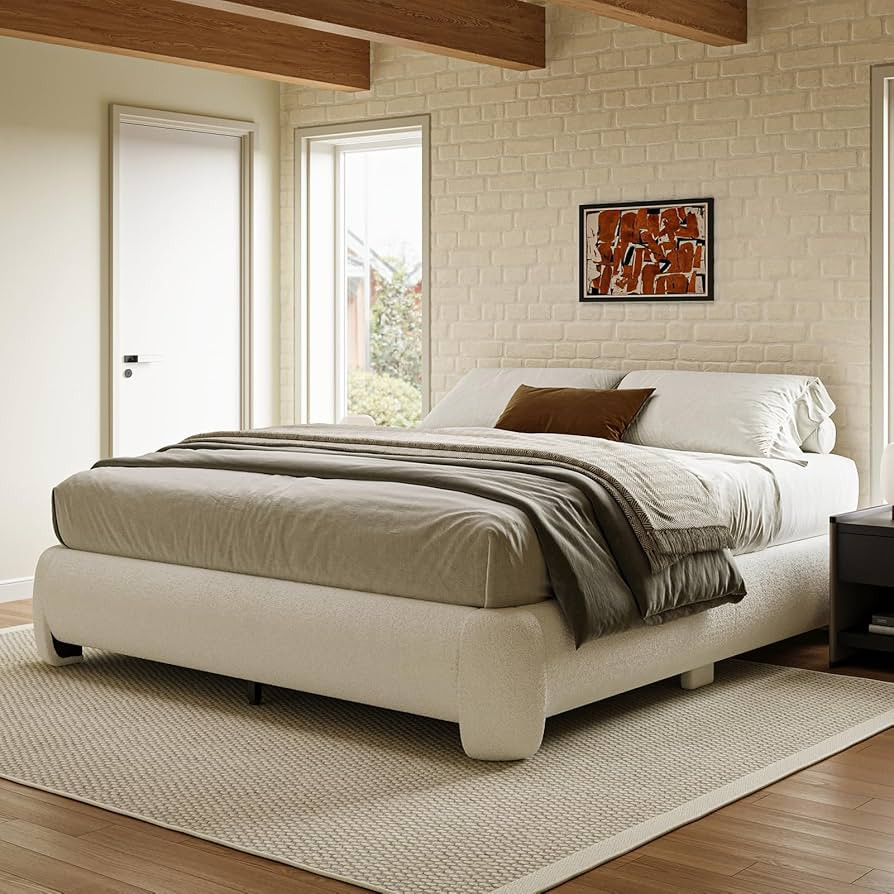 Cloud Bed Frame King Size, Soft Boucle Bed Frame with Round Corner, Upholstered King Size Bed Fra... | Amazon (US)