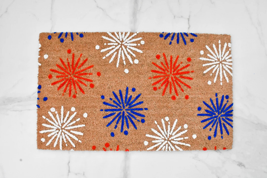Firework Doormat, USA Decor, Welcome Mat, 4th Of July Doormat, Outdoor Rug, Red White Blue, 4th O... | Etsy (US)