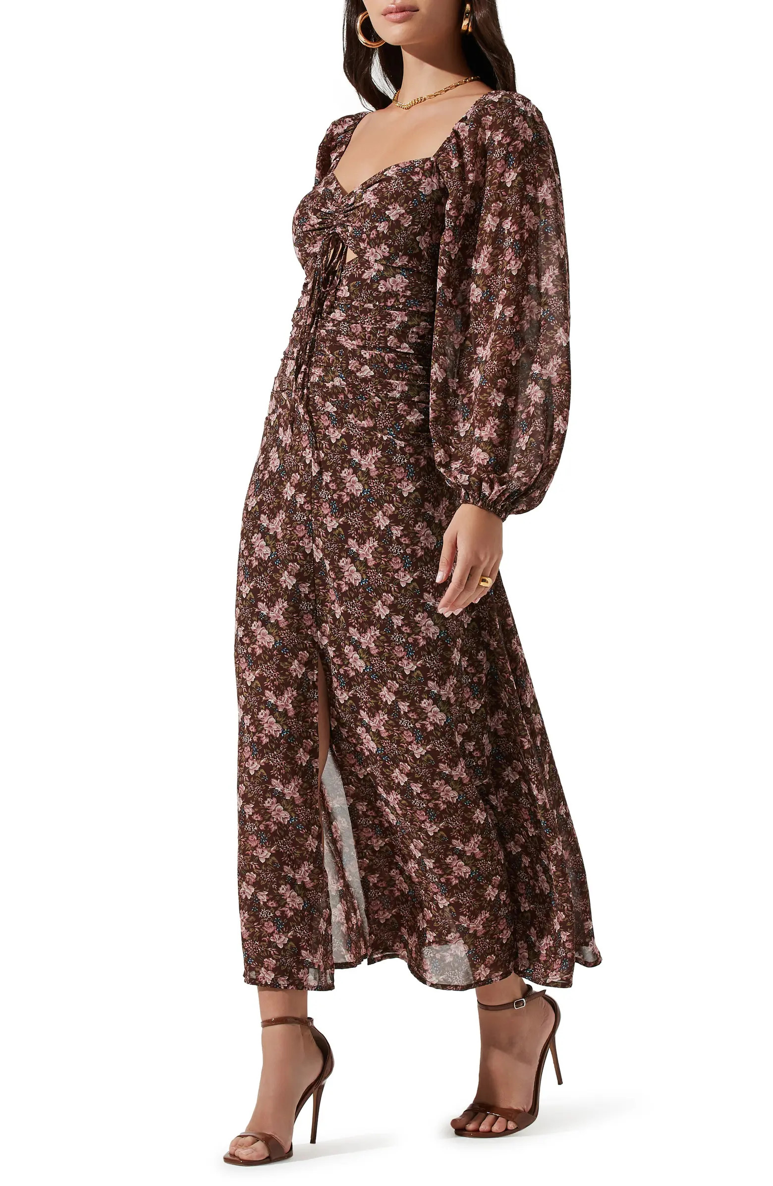 Sweetheart Neck Long Sleeve Midi Dress | Nordstrom