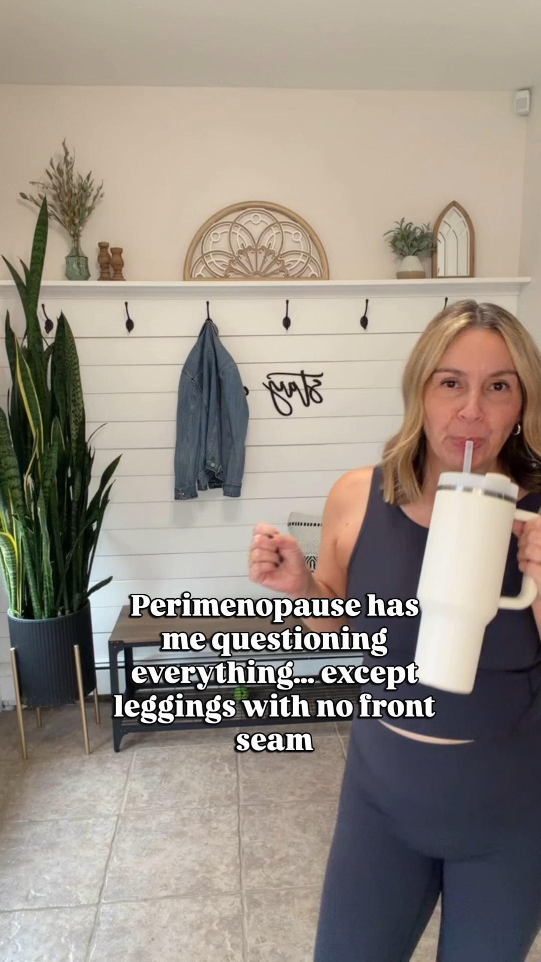 The workout set we all need with NO FRONT SEAM! The tank has a built-in sports bra. I’m wearing a medium in both leggings and sports bra. The leggings are high waisted. I do have a short torso so clearly you can’t see my stomach, which I actually kinda like. Spring gym wear 

#LTKOver40 #LTKMidsize #LTKfitnessgoals