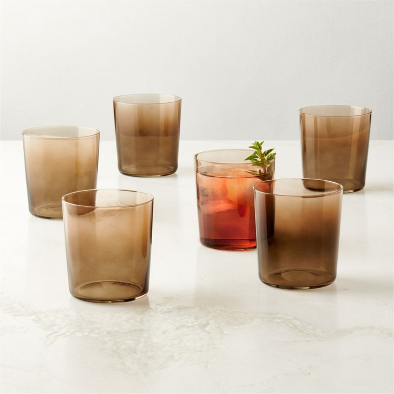 Marta Ombre Amber Double Old-Fashioned Glasses Set of 6 by Azeeza + Reviews | CB2 | CB2