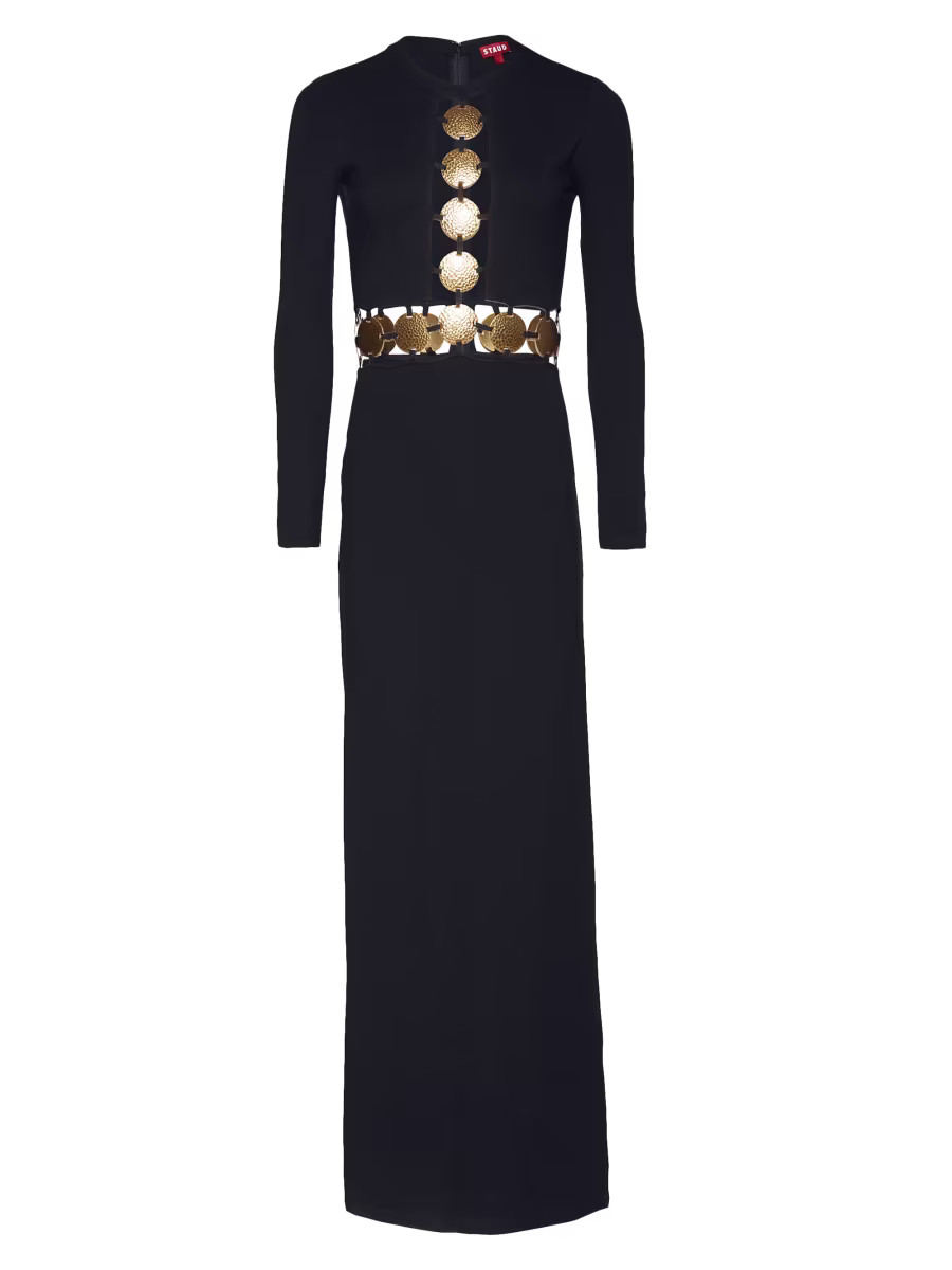 Shop Staud Delphine Embellished Cutout Maxi Dress | Saks Fifth Avenue | Saks Fifth Avenue