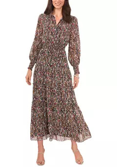 MSK Women's Long Sleeve Mini Geo Foil Print Dress | Belk