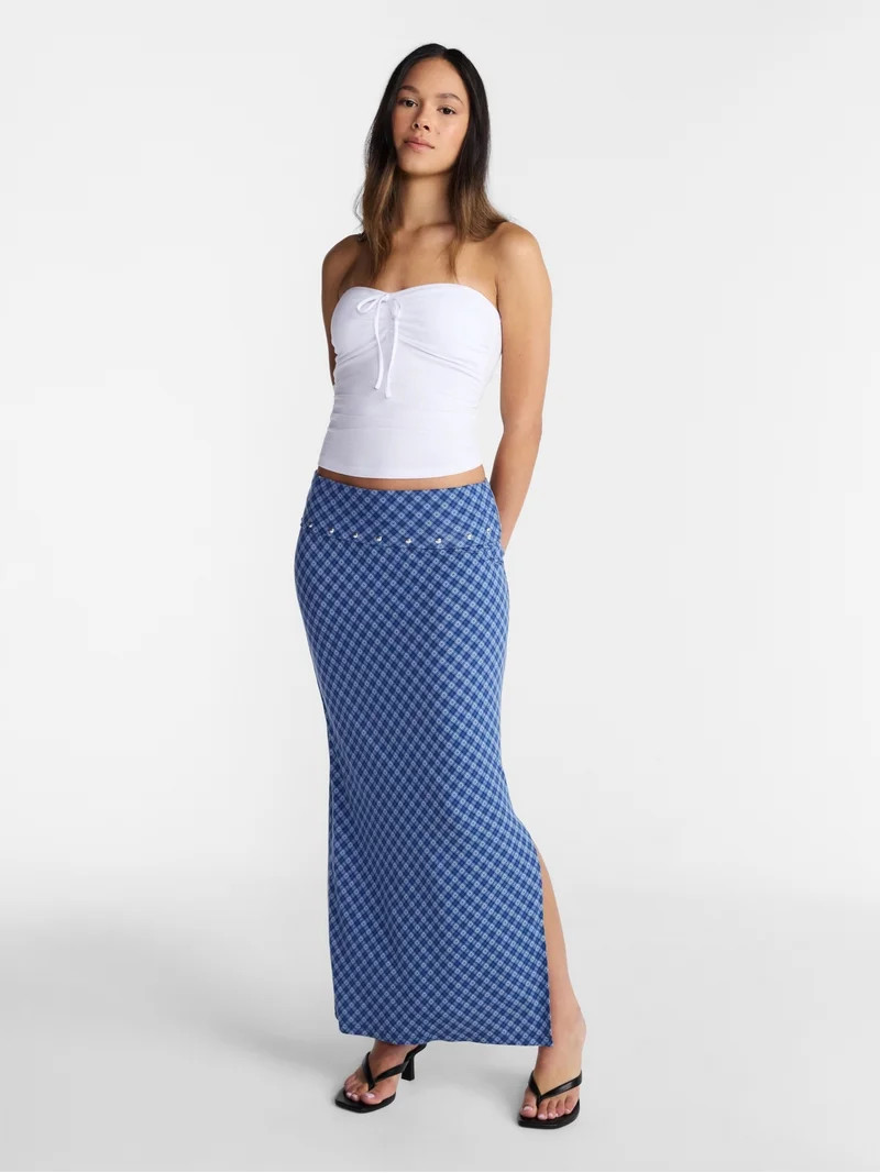No Boundaries Foldover Knit Maxi Skirt, Women's XXS-XXL | Walmart (US)