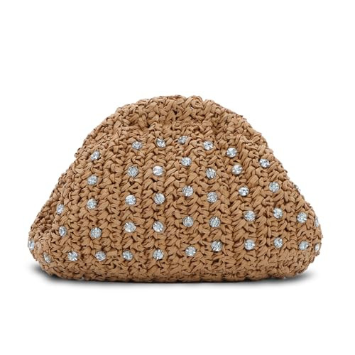 GOKTOW Straw Rhinestone Dumpling Clutch Purse,Summer Raffia Rattan Vacation Beach Bag for Women 2025 | Amazon (US)