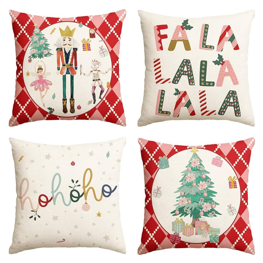 AVOIN colorlife Merry Christmas Nutcracker Red Throw Pillow Covers, 18 x 18 Inch Winter Holiday P... | Amazon (CA)