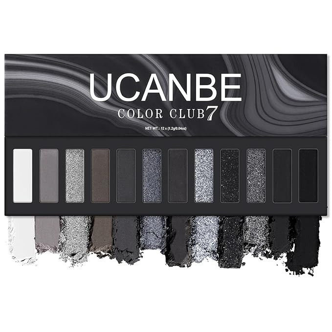 UCANBE Smokey Eyeshadow Palette, Dark Black White Gray Silver Natural Nude Matte Shimmer Eye Shad... | Amazon (US)