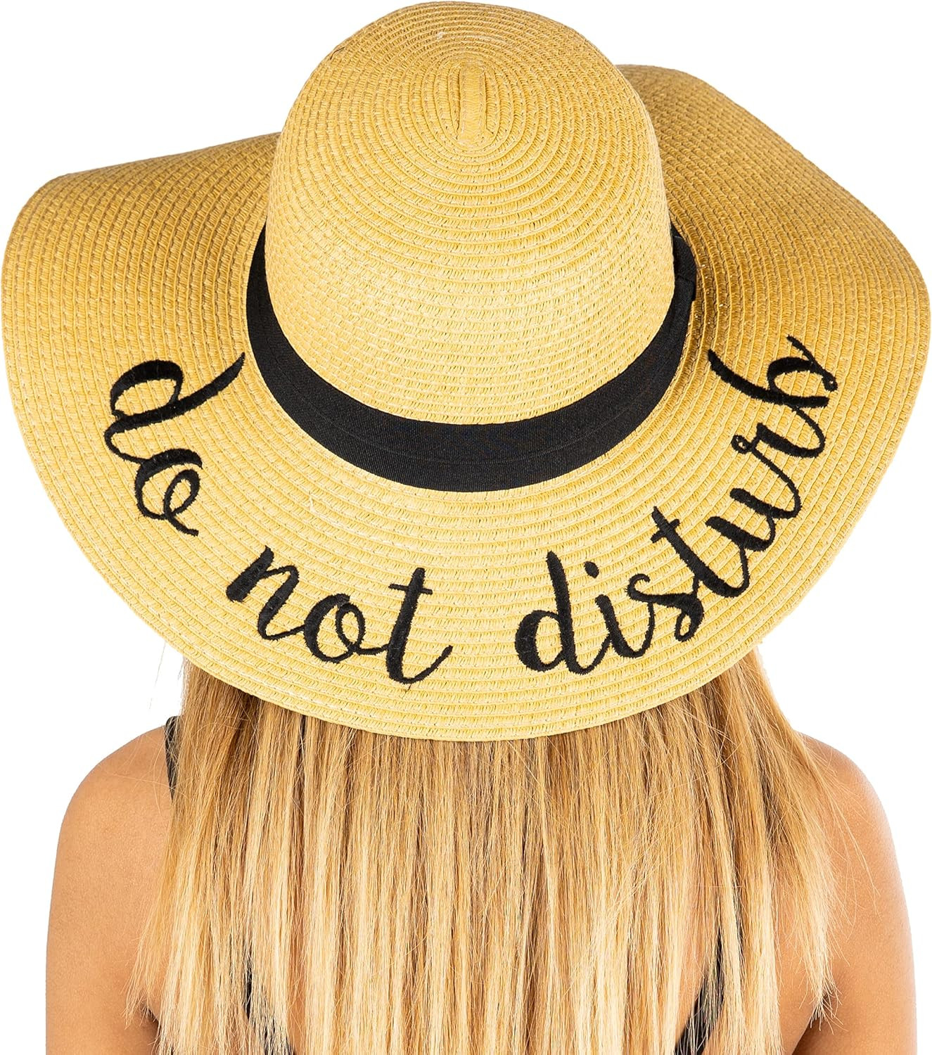 Funky Junque Women’s UPF 50 Bold Cursive Embroidered Adjustable Beach Floppy Sun Hat | Amazon (US)