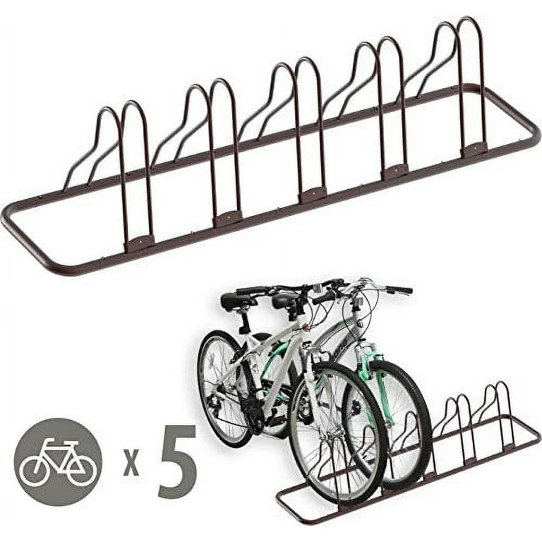 Simple Houseware 5 Bike Bicycle Floor Parking Adjustable Storage Stand, Bronze - Walmart.com | Walmart (US)