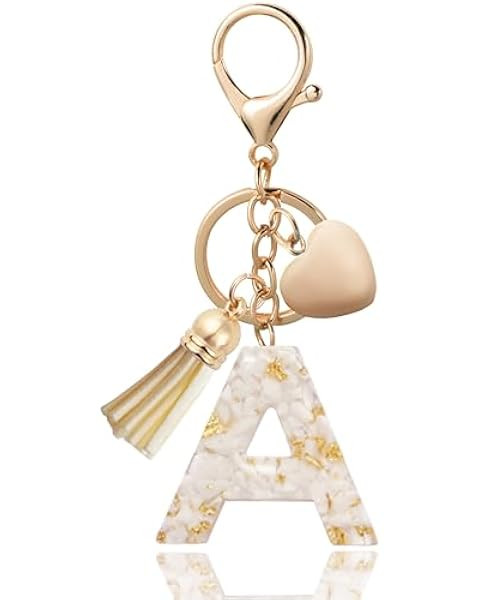 Initial Letter Keychains Flower Butterfly Pink Keychain Birthday Gifts for Women Bling Keychain F... | Amazon (US)