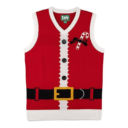 The Ugly Sweater Co. Christmas Sweater Vest - Tacky Holiday Designs to Stand Out - Snug Fit, Breathable Ugly Unisex Vest (Cayenne, X-Large) | Amazon (US)