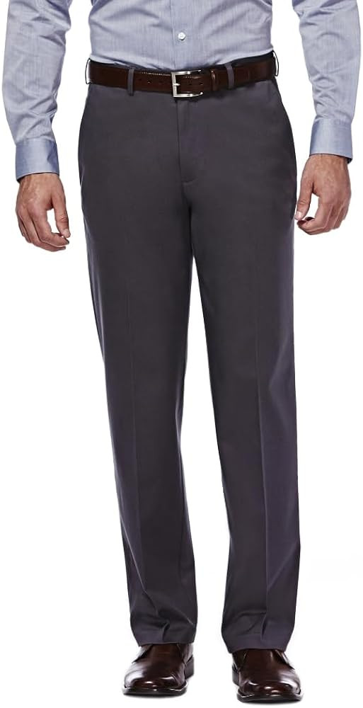 Haggar Men's Premium No Iron Khaki Classic Fit Flat Front Casual Pant (Regular and Big & Tall Siz... | Amazon (US)