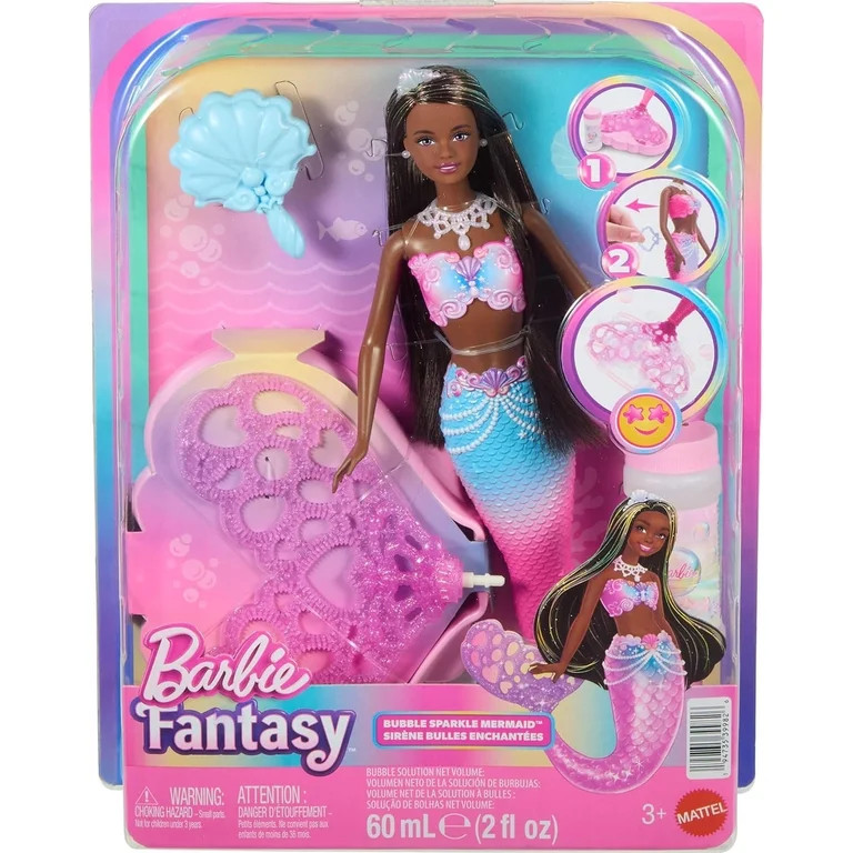 Fantasy Bubble Sparkle Mermaid Doll (Make Bubbles with Barbie!) | Walmart (US)