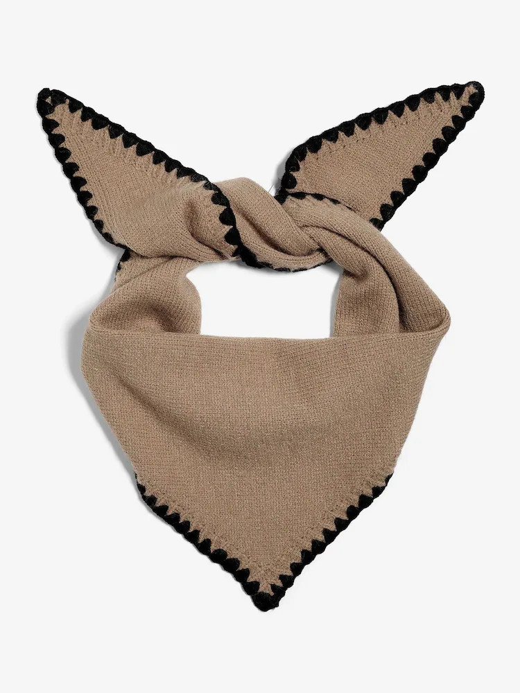 Lipsy Mocha Brown Whipstitch Triangle Bandana Scarf | Next EU
