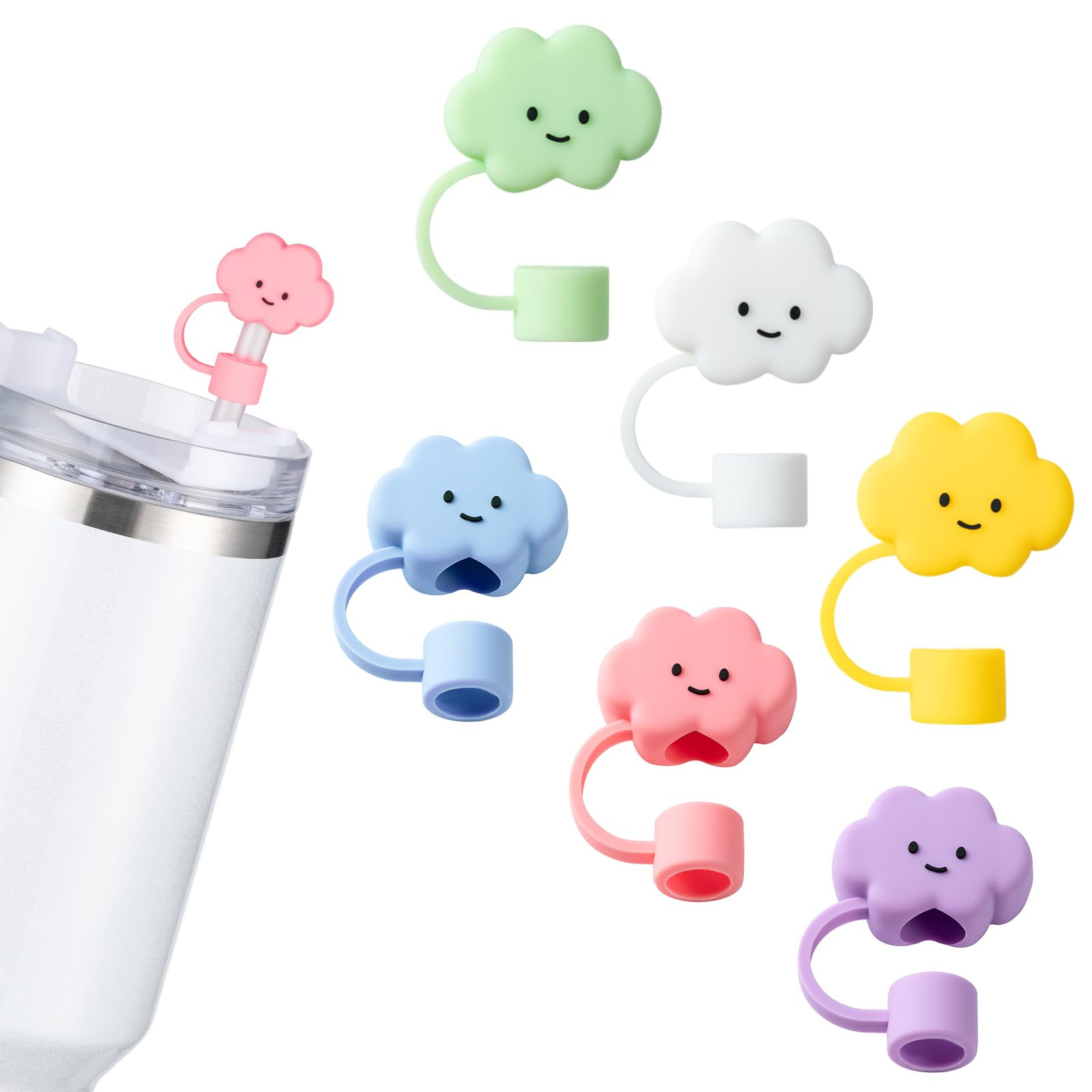 6Pcs Straw Covers Cap Toppers, 0.4in /10mm Straws Cap for 20&30&40oz Tumbler Drinking Cup with Ha... | Amazon (US)