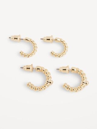 Real Gold-Plated Twisted Hoop Earrings 2-Pack for Women | Old Navy (US)