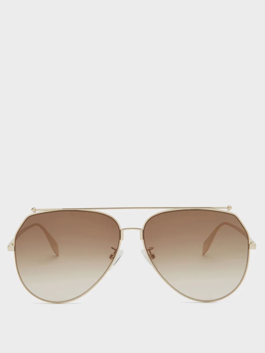 Aviator round metal sunglasses | Alexander McQueen | Matches (US)