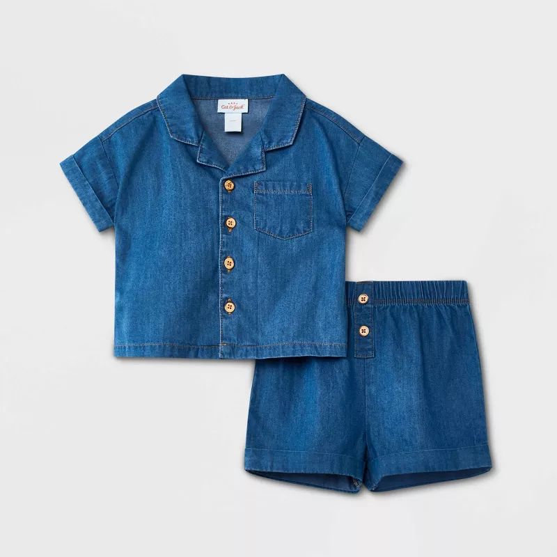 Baby Boys' 2pc Lightweight Denim Top & Bottom Set - Cat & Jack™ Light Blue | Target