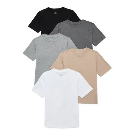 Wonder Nation Boys Short Sleeve Crewneck T-Shirt, 5-Pack, Sizes 4-18 & Husky | Walmart (US)