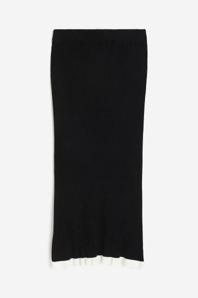 Ruffle-trimmed Rib-knit Pencil Skirt | H&M (US + CA)
