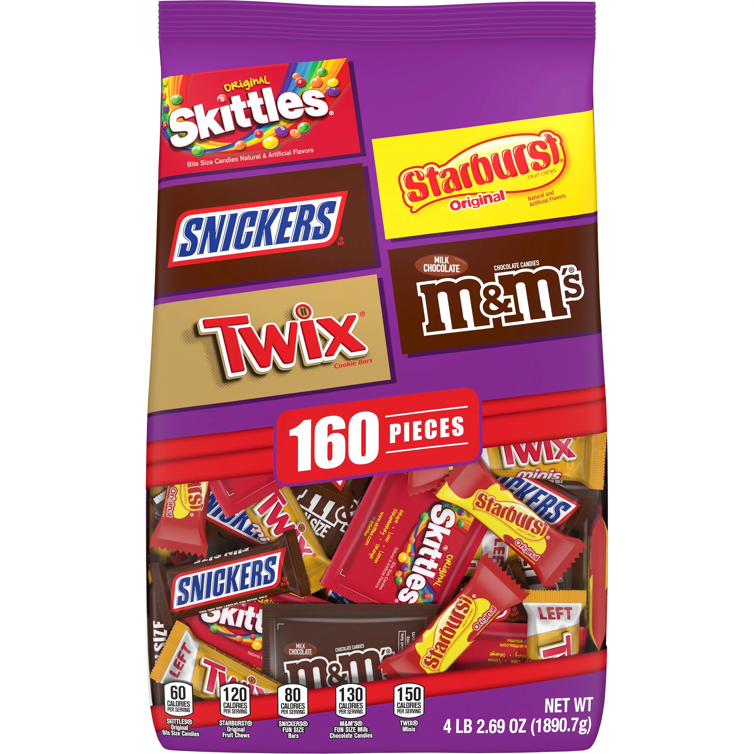 Mars Mixed M&M's, Snickers, Twix, Skittles, Starburst Variety Pack Halloween Candy, 66.69oz/160 P... | Walmart (US)