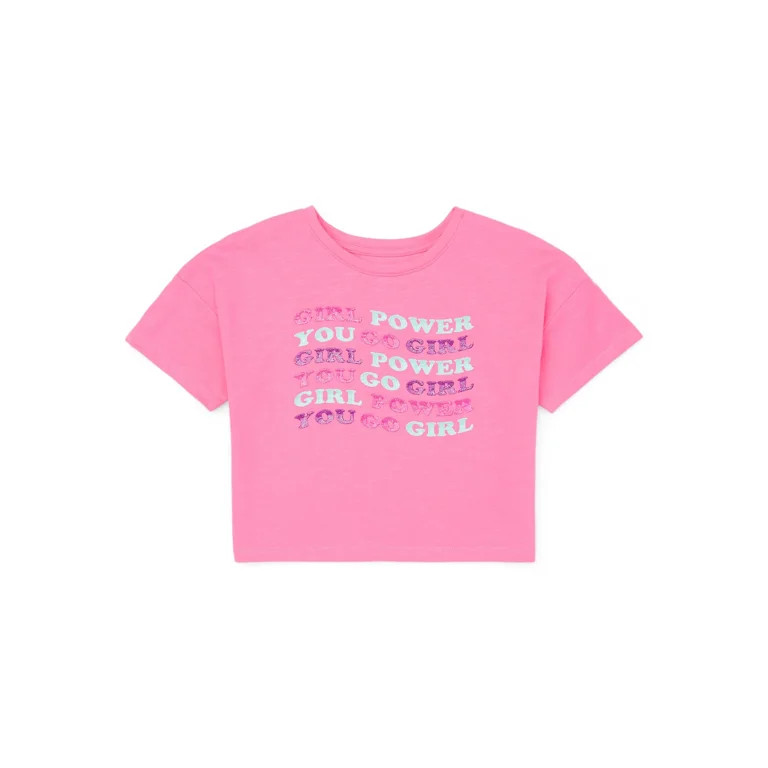 Athletic Works Girls Active Graphic Crop T-Shirt, Sizes 4-18 & Plus | Walmart (US)