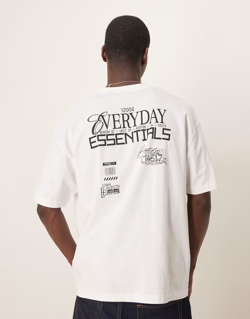 ASOS DESIGN oversized t-shirt with text graphic in white | ASOS (Global)