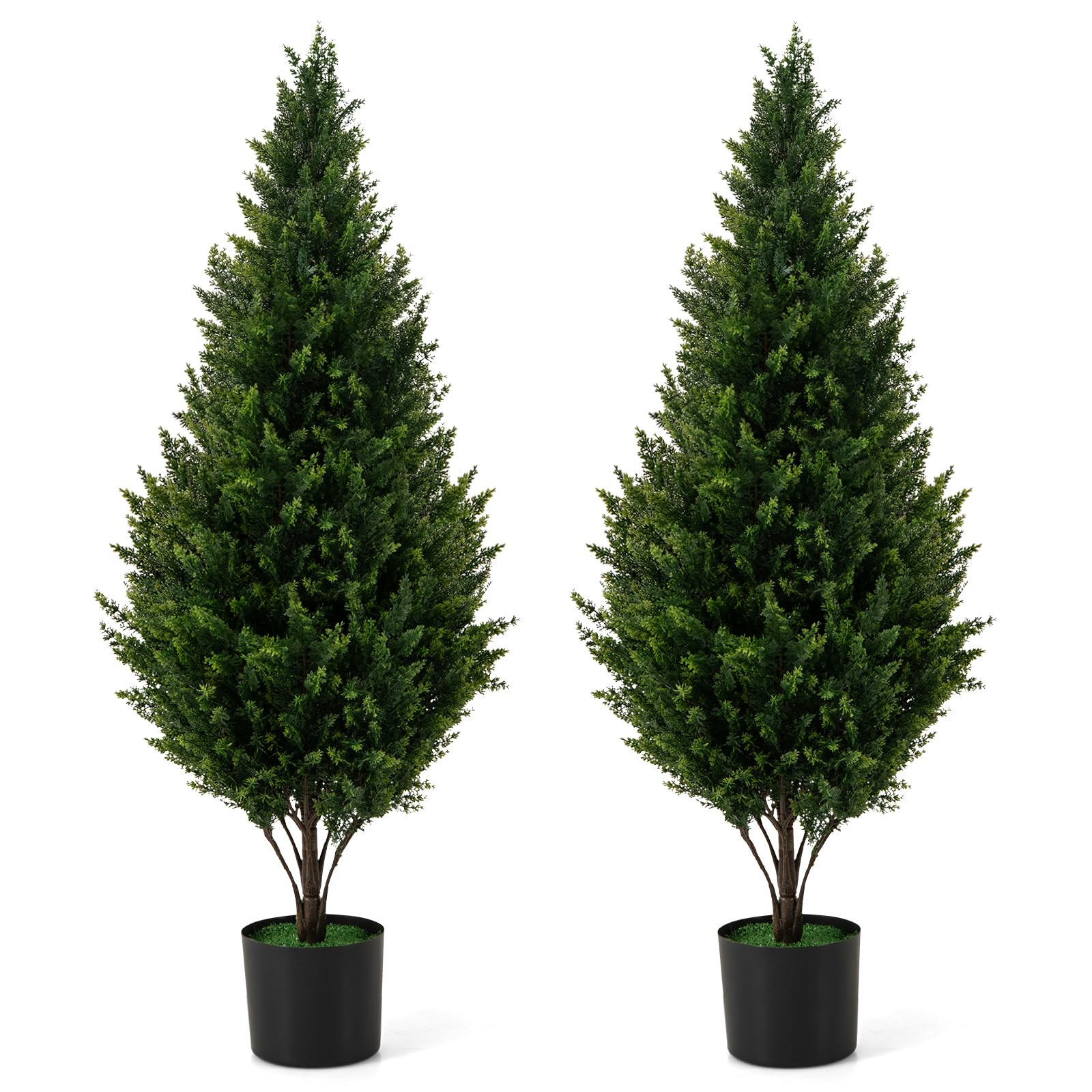Goplus 4 FT Artificial Cedar Topiary Trees for Outdoors, Set of 2 Potted Fake Cypress Trees, Faux... | Amazon (US)