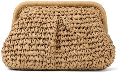 Straw Clutch Purses for Women Cloud Dumpling Pouch Straw crossbody Handbag Summer Beach Woven Sho... | Amazon (US)