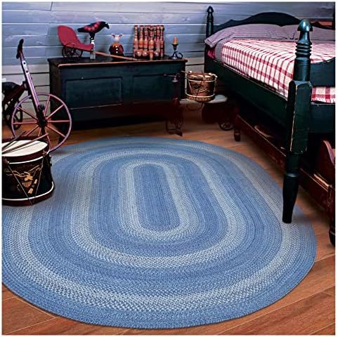 Homespice Denim Premium Jute Braided Area Rug, 5' x 8' Oval Blue - Navy - White, Reversible, Natu... | Amazon (US)