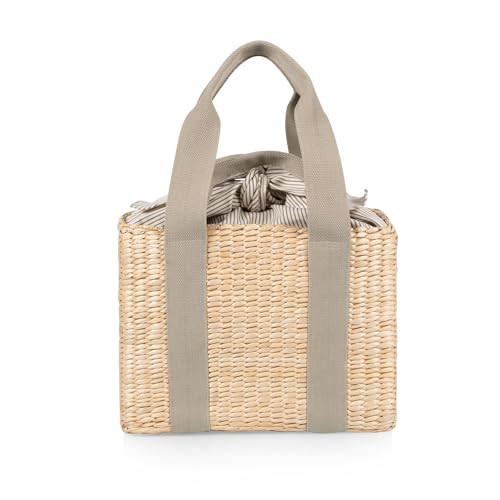 PICNIC TIME Parisian Picnic Basket, Insulated Beach Bag, Seagrass Picnic Tote Bag, (Sage Green) | Amazon (US)