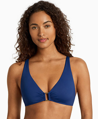 Women's Ring Over-The-Shoulder V-Neck Bikini Top | Macy's