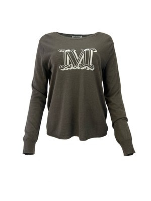 Max Mara Women's Kaki Salice Logo Printed Knitted Sweater Size M NWT | eBay US