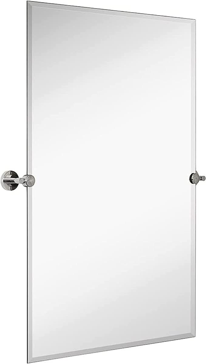 Hamilton Hills 24x36 inch Frameless Pivot Mirrors for Bathrooms with Polished Chrome Rounded Wall... | Amazon (US)