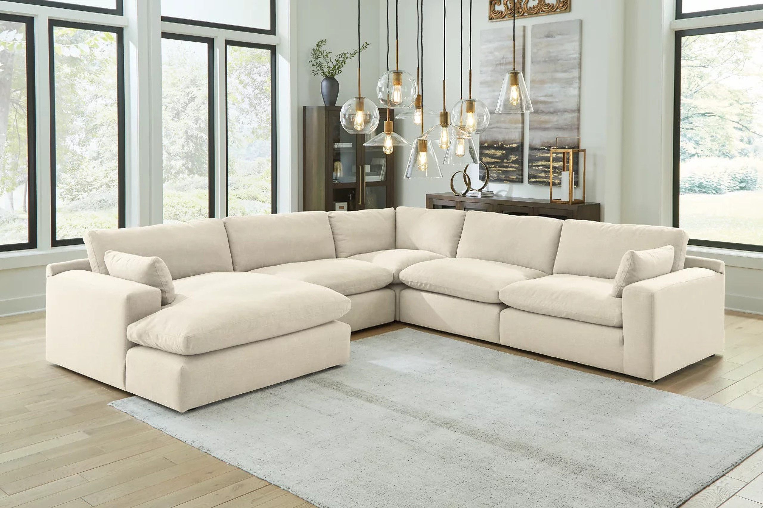 Elyza 5-Piece LAF Sectional With Chaise In Linen | 1stopbedrooms