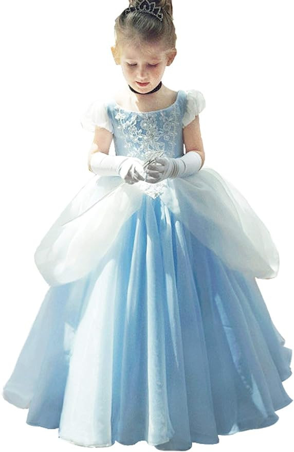 Girls Cinderella Costumes Halloween Princess Dress Up Fancy Birthday Party Ball Gown | Amazon (US)
