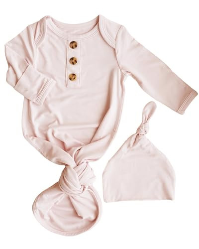 Caden Lane Newborn Knotted Gown, Soft Bamboo Viscose Baby Sleep Sack, Unisex Infant Nightgown, Breathable Sleepwear for Boys & Girls, Ideal Shower Gift or Coming Home Outfit, Pale Pink | Amazon (US)